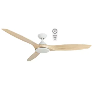 Martec Newport 1420mm 3 ABS Blade DC Remote Control Ceiling Fan with 18w LED Light Tricolour White Satin/Oak MNF1433WOR