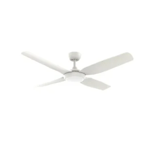 Martec Viper DC 1320mm 4 Blade All ABS WIFI & Remote Control Ceiling Fan with Variable Dim 18w CCT LED Light Matt White MVDC1343W
