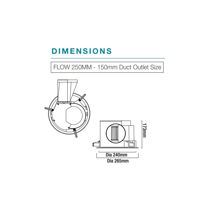 Martec Flow Round 250mm Exhaust Fan & 12w Tricolour LED Light White MXFLFR25W