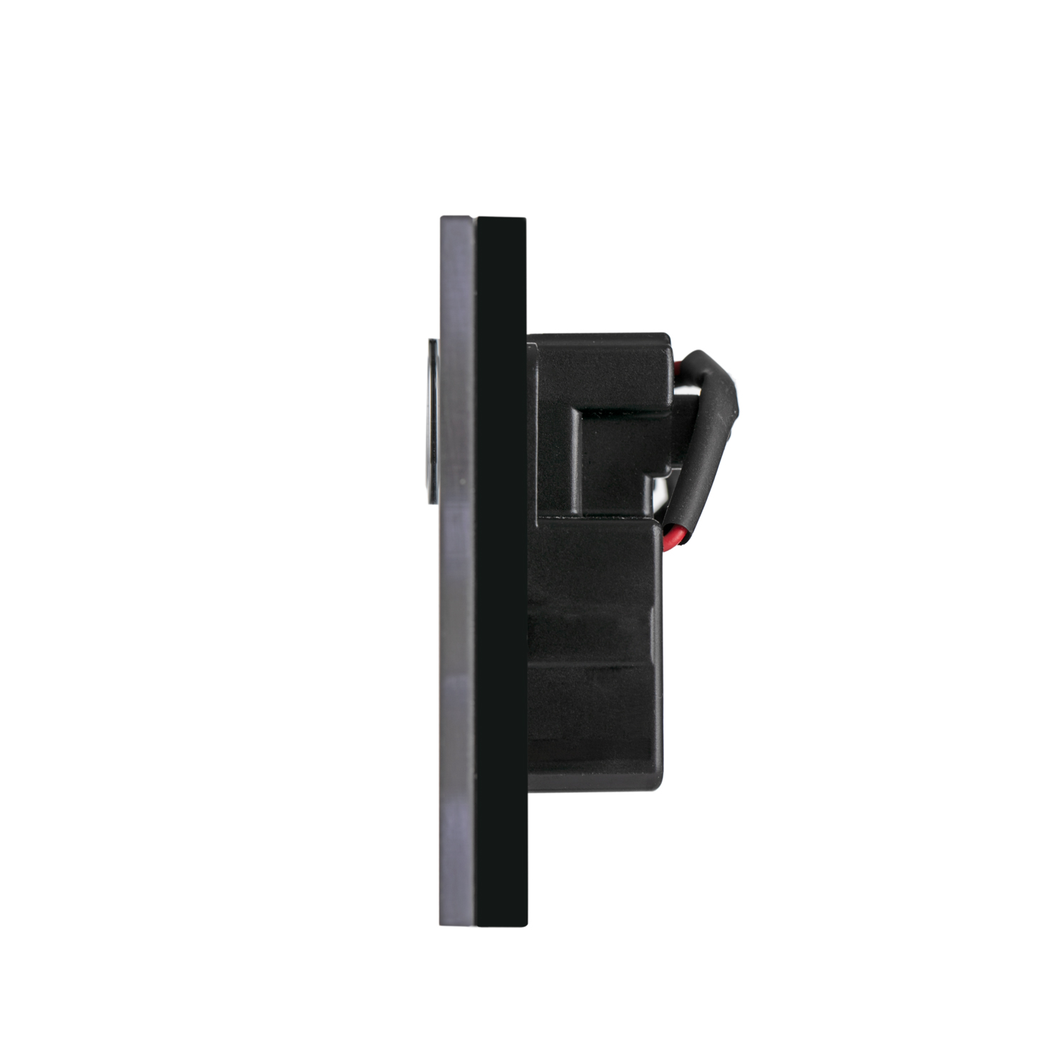 Transco Glass double GPO with built-in LED push button switch black P2G/B