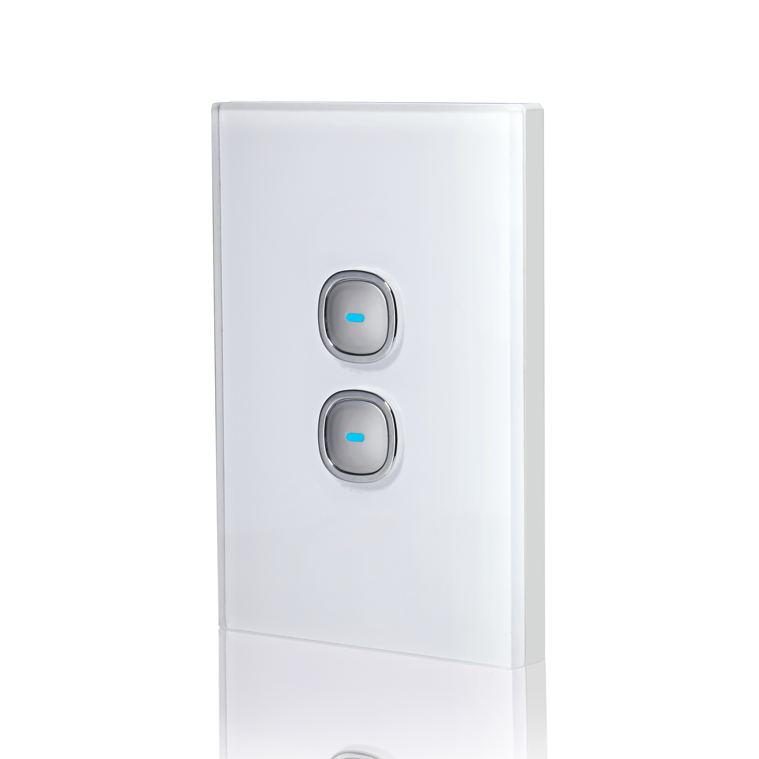 Transco Glass two gang switch with built-in LED push button S2G