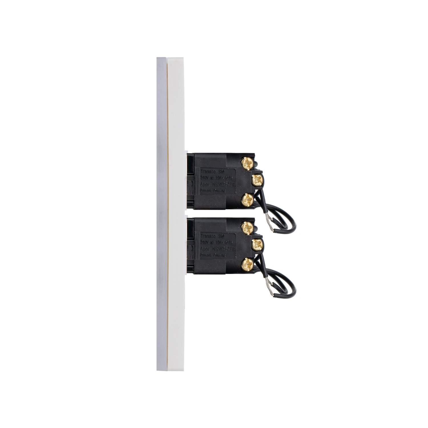 Transco Glass two gang switch with built-in LED push button S2G