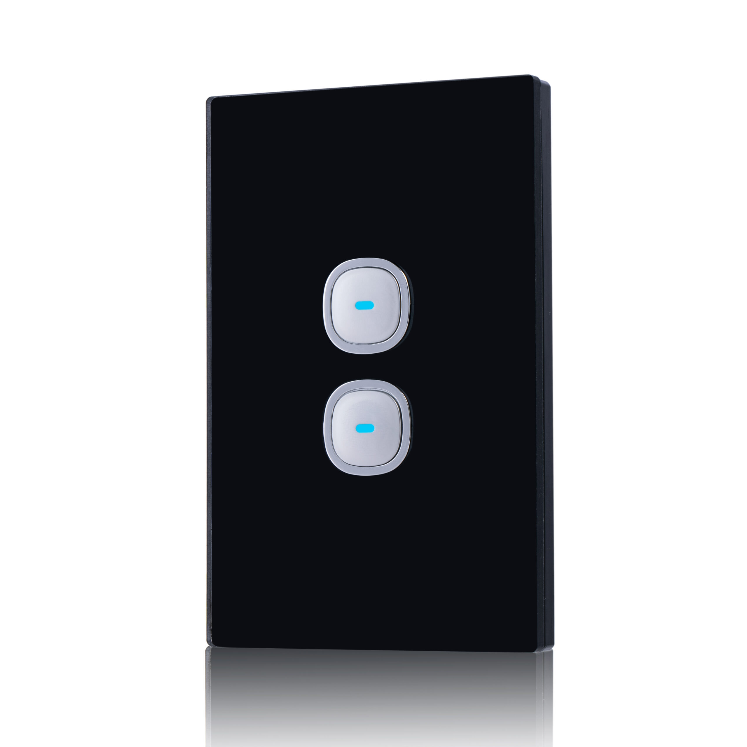 Transco Glass two gang switch with built-in LED push button black S2G/B?