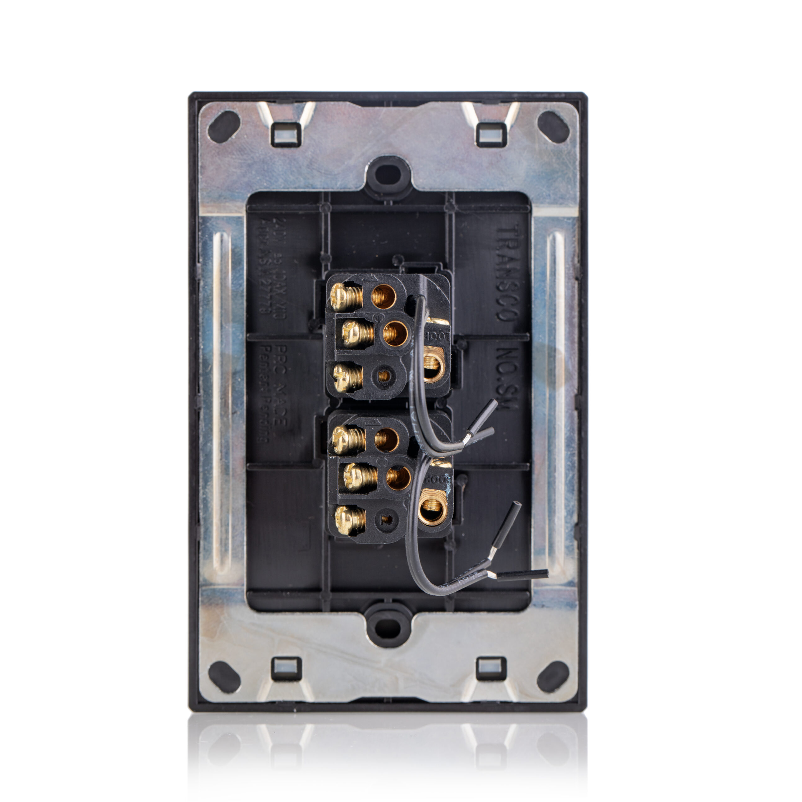 Transco Glass two gang switch with built-in LED push button black S2G/B?