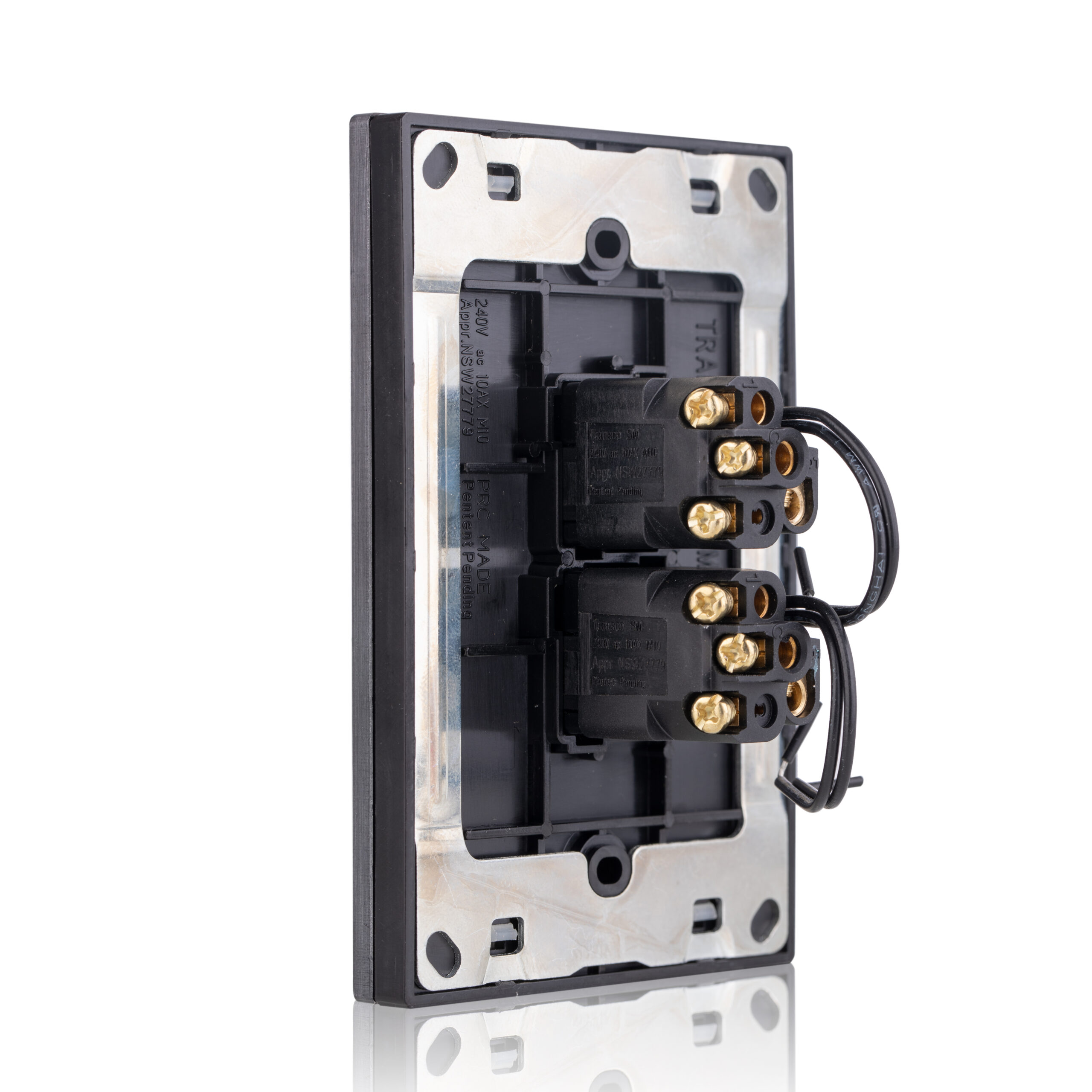 Transco Glass two gang switch with built-in LED push button black S2G/B?