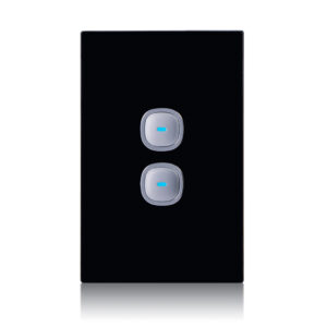 Transco Glass two gang switch with built-in LED push button black S2G/B?