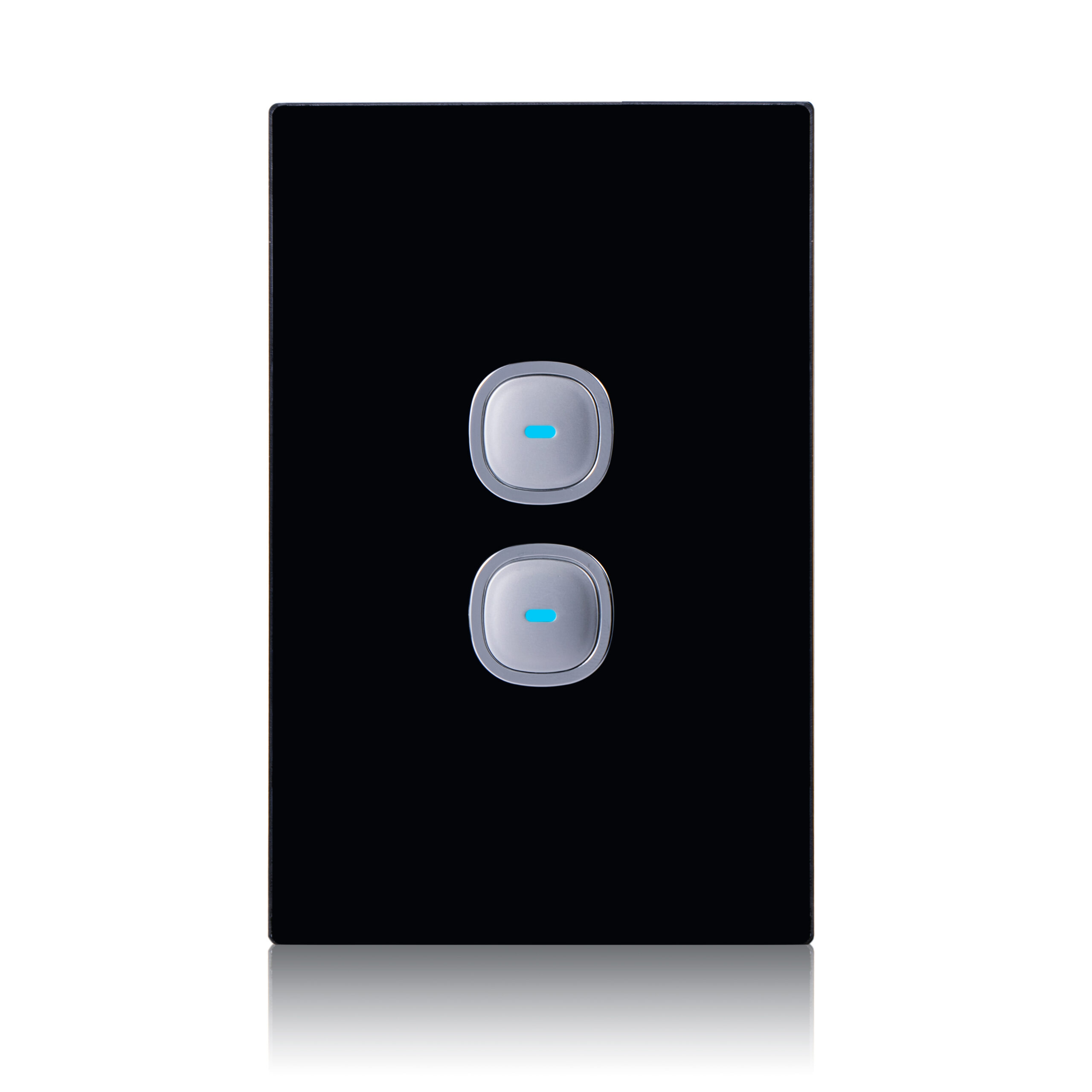 Transco Glass two gang switch with built-in LED push button black S2G/B?