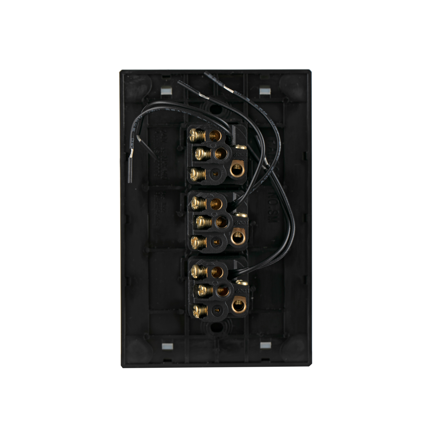 Transco Glass three gang switch with built-in LED push button black S3G/B