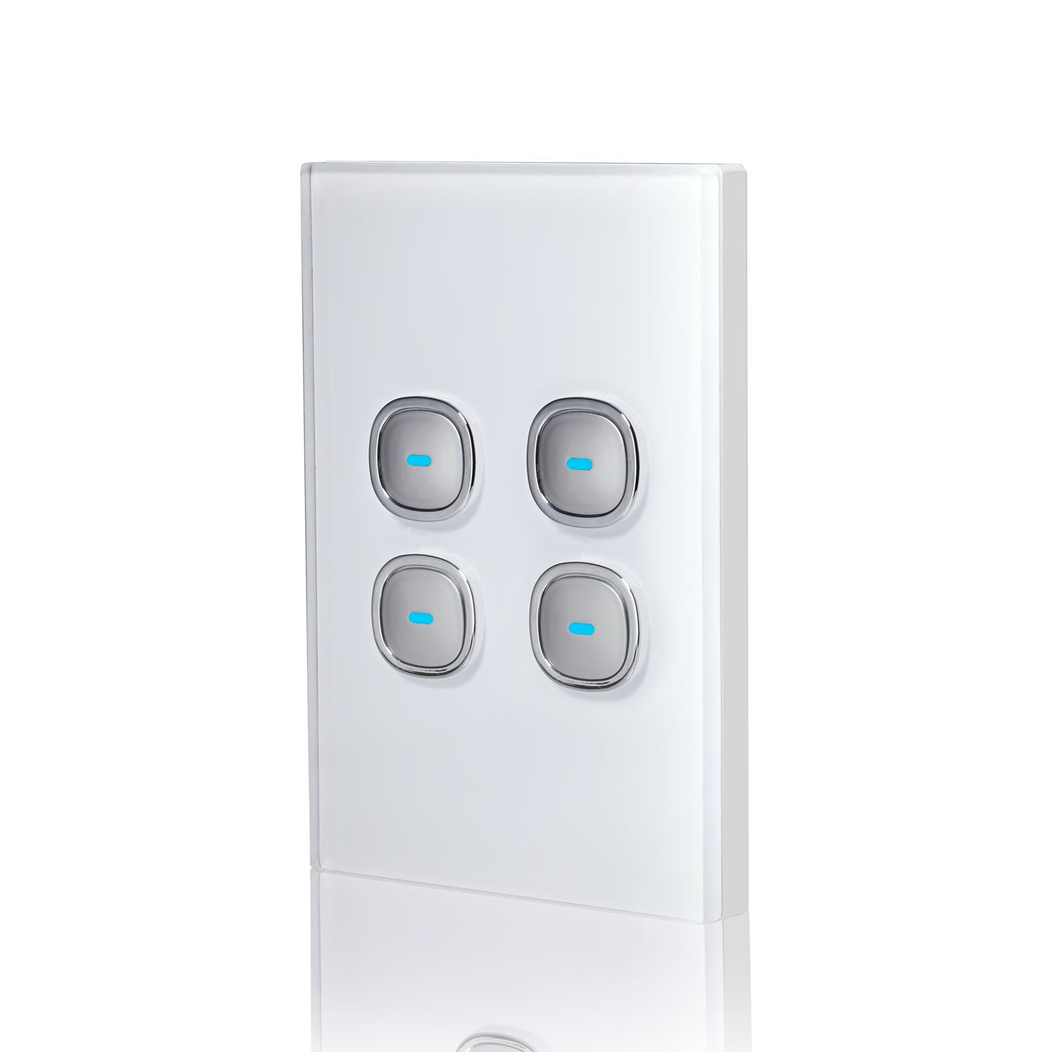 Transco Glass four gang switch with built-in LED push button S4G
