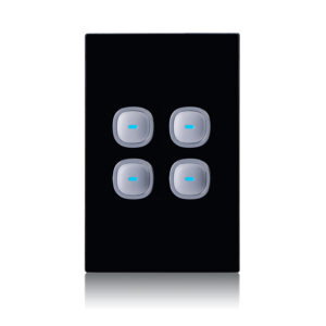 Transco Glass four gang switch with built-in LED push button black S4G/B
