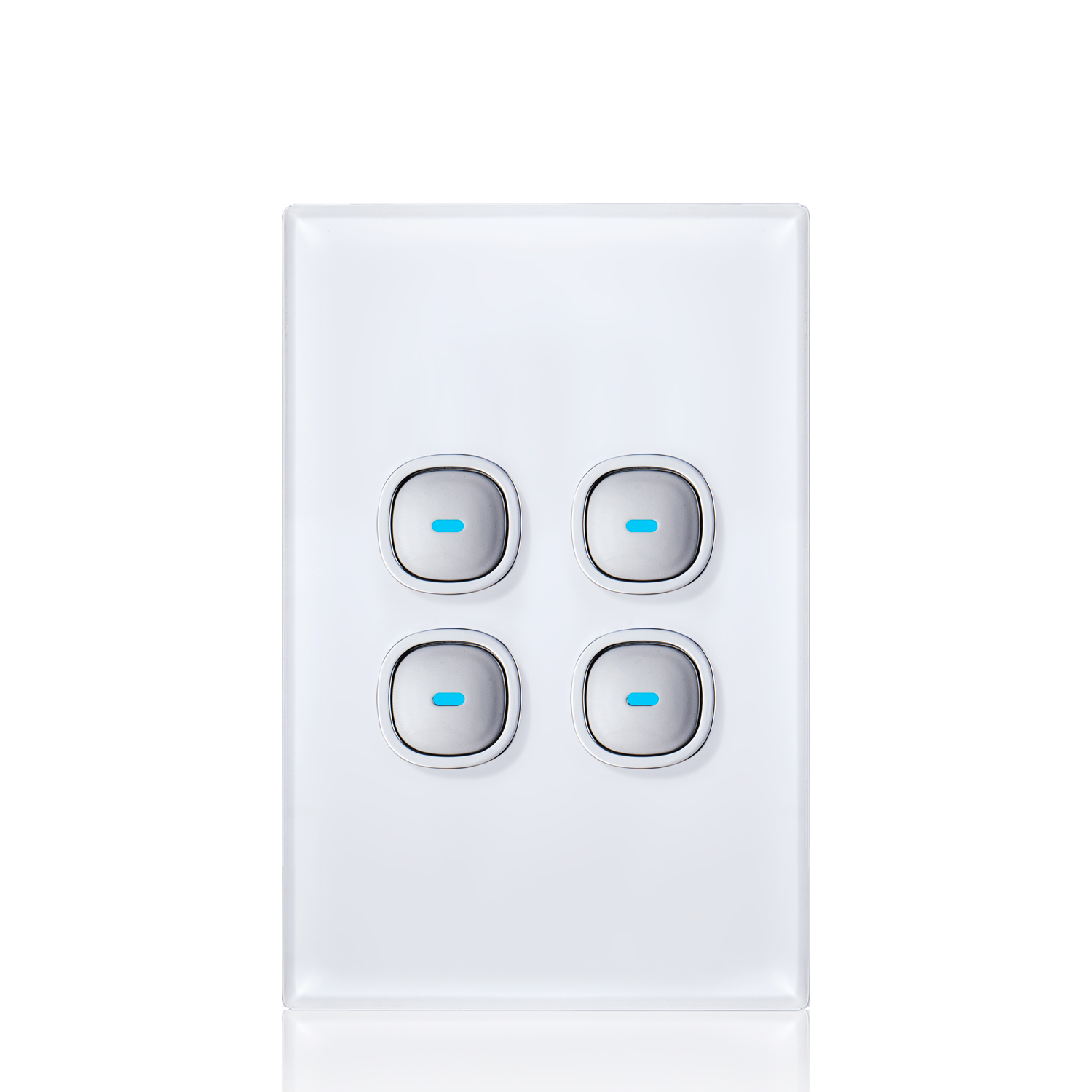 Transco Glass four gang switch with built-in LED push button S4G