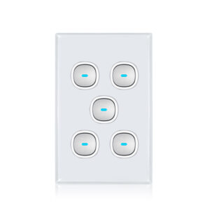 Transco Glass five gang switch with built-in LED push button S5G
