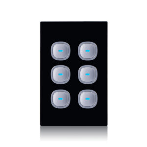 Transco Glass six gang switch with built-in LED push button black S6G/B