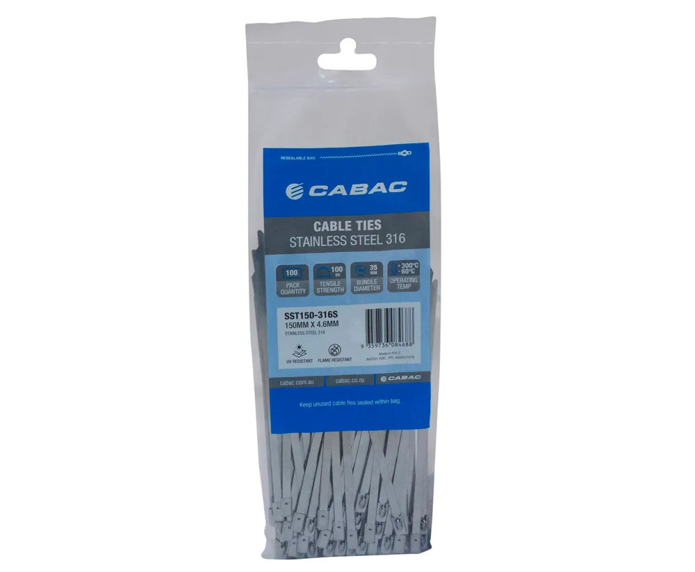 CABAC CABLE TIE SS316 STANDARD 150 X 4.6MM (100/each) SST150-316S