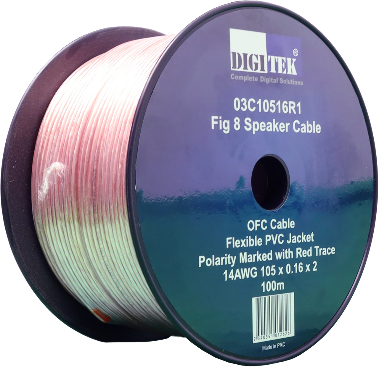 Digitek 105 Strand/0.16mm Clear Jacket Speaker Cable 100m Reel - AWG14 03C10516R1