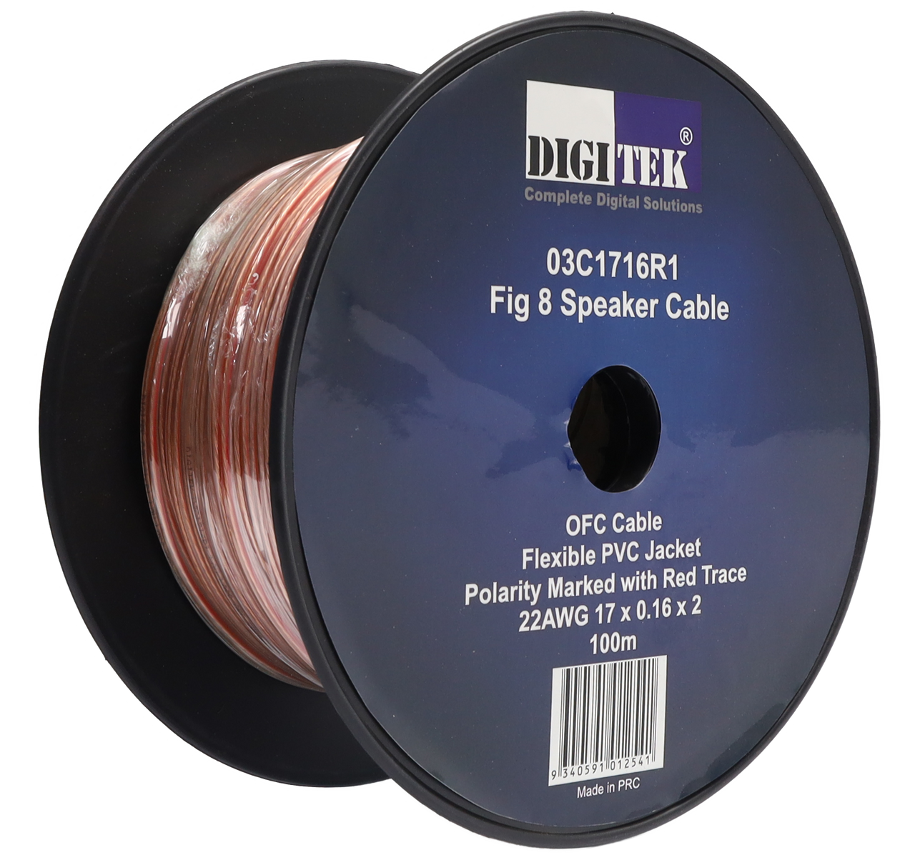 Digitek 17 Strand/0.16mm Clear Jacket Speaker Cable 100m Reel - AWG22 03C1716R1