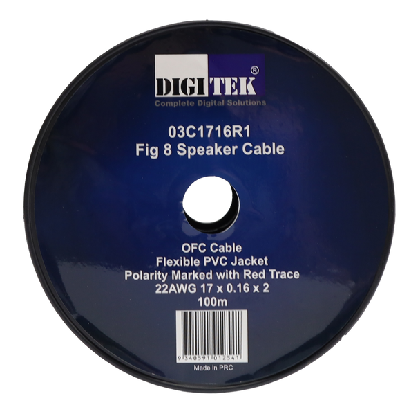 Digitek 17 Strand/0.16mm Clear Jacket Speaker Cable 100m Reel - AWG22 03C1716R1