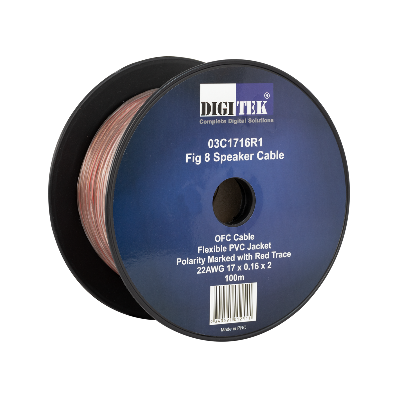 Digitek 17 Strand/0.16mm Clear Jacket Speaker Cable 100m Reel - AWG22 03C1716R1