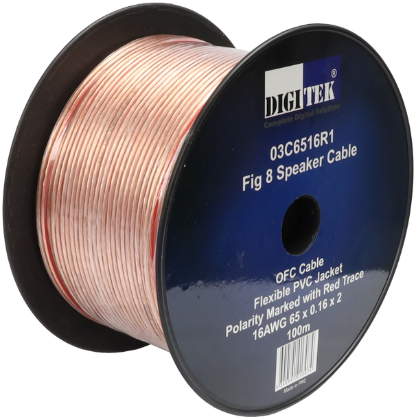 Digitek 65 Strand/0.16mm Clear Jacket Speaker Cable 100m Reel - AWG16 03C6516R1