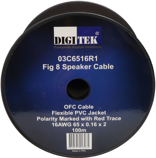 Digitek 65 Strand/0.16mm Clear Jacket Speaker Cable 100m Reel - AWG16 03C6516R1