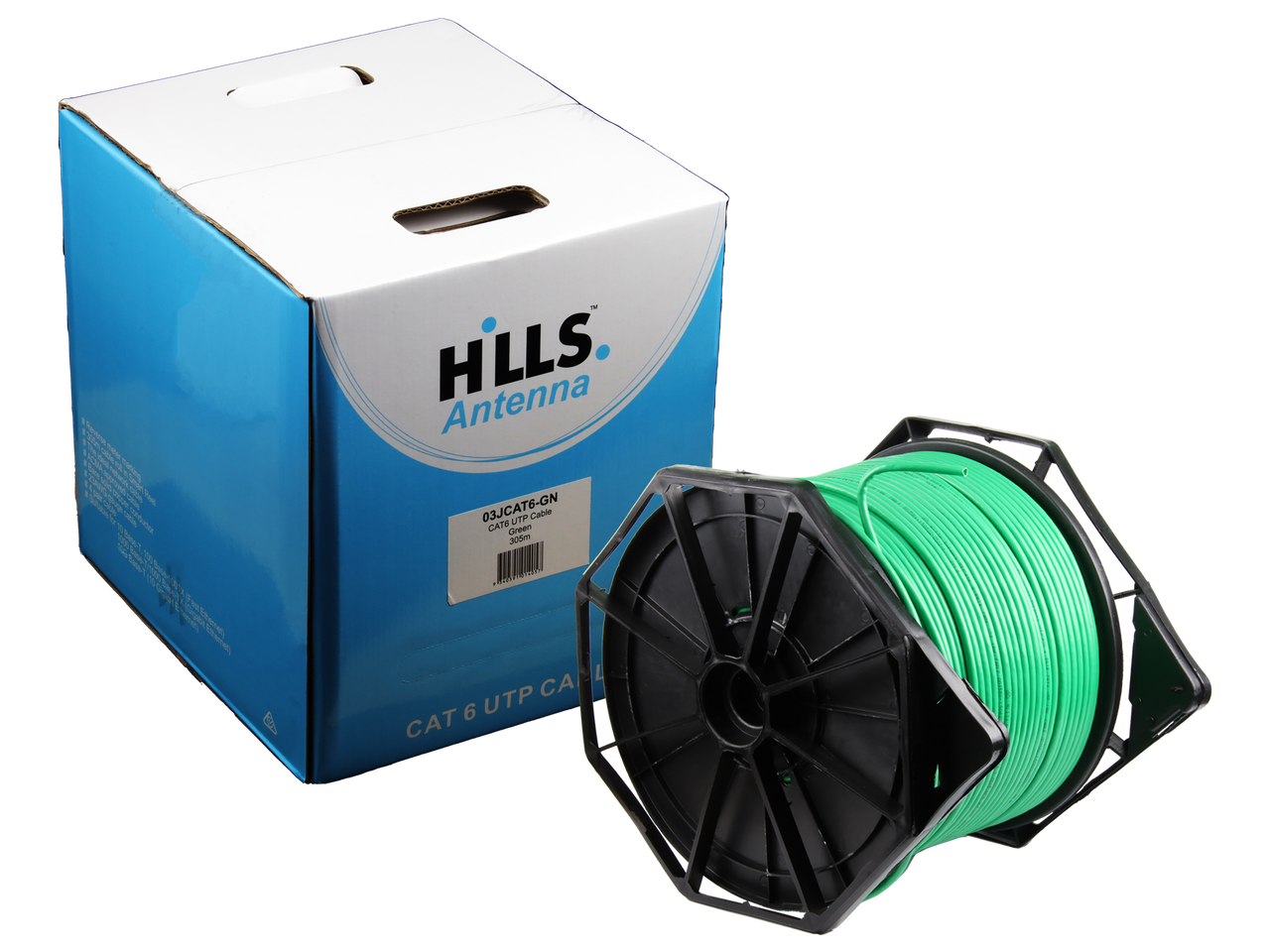 Hills Antenna 4 Pair CAT6 UTP LAN Cable 305M Box - Green 03JCAT6-GN
