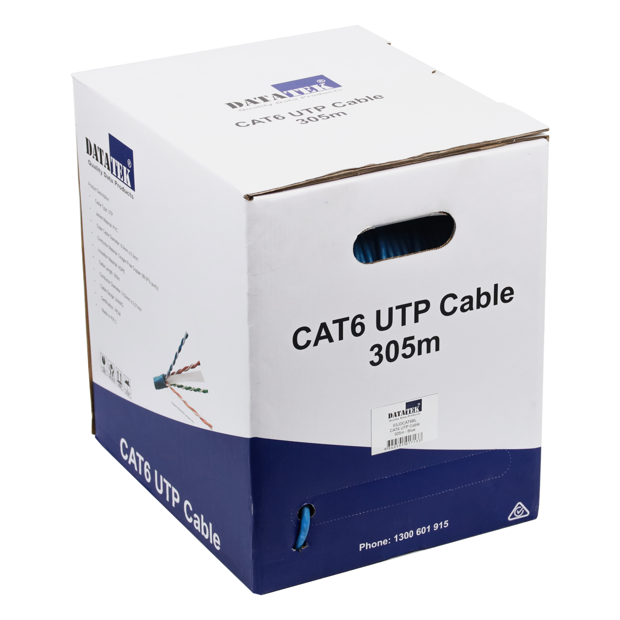 Datatek CAT6 UTP 24AWG Cable Blue -305m Box 03JDCAT6BL