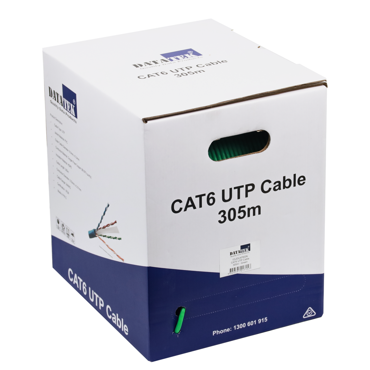 Datatek CAT6 UTP 24AWG Cable Green - 305m Box 03JDCAT6GN