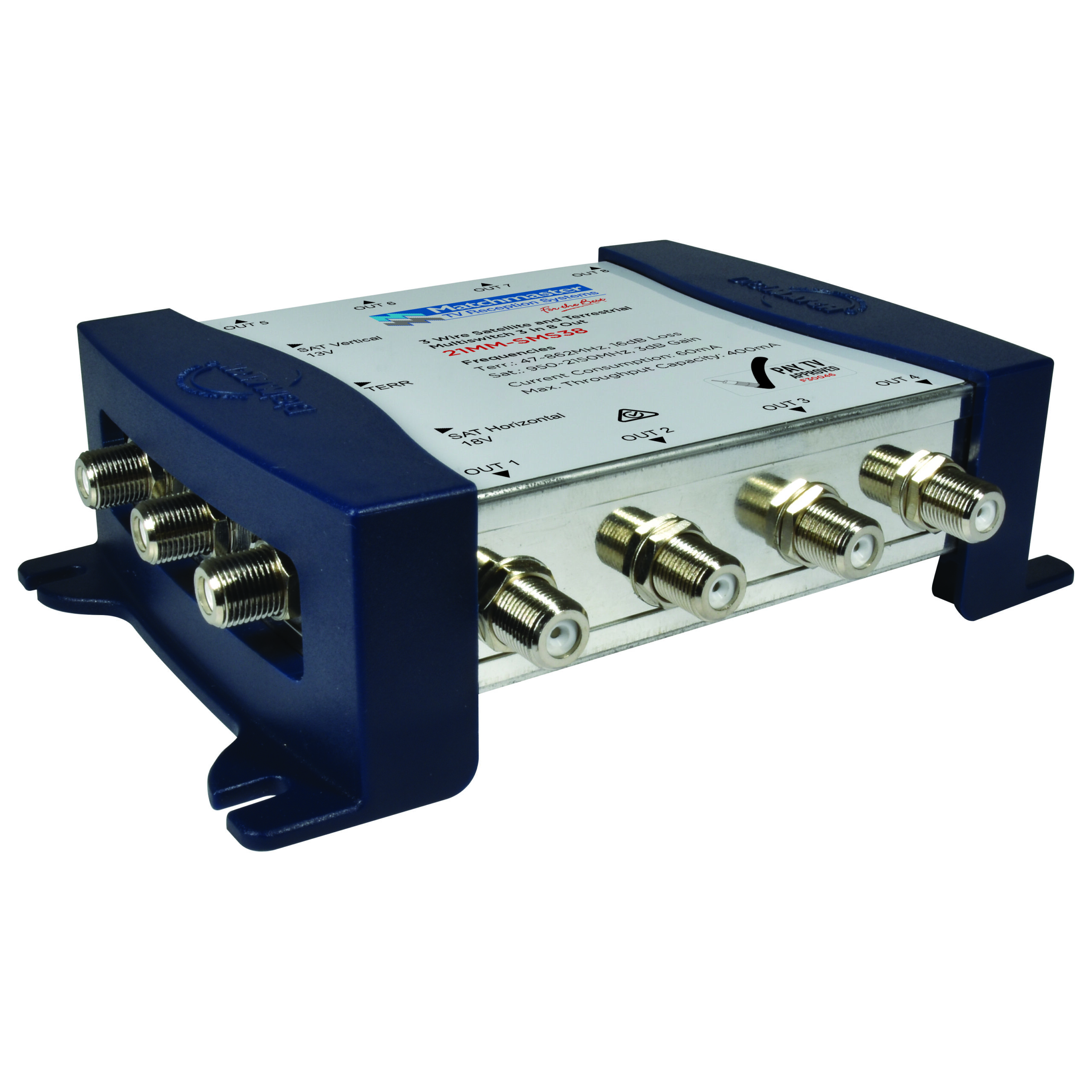 MATCHMASTER MULTISWITCH DIGIMATCH-3 IN, 8 OUT : 21MM-SMS38