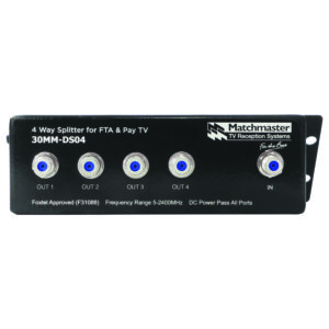 MATCHMASTER DIGIHUB 4 WAY SPLITTER FOR FTA & PAY TV : 30MM-DS04