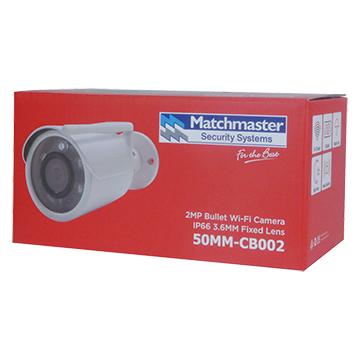 MATCHMASTER BULLET CAM - WIFI 2MP 3.6mm FIXED LENS IR30 : 50MM-CB002