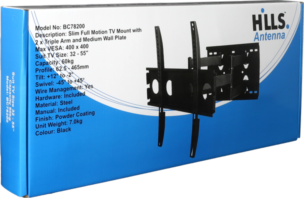 Hills Antenna BC78200 Double Arm Full Motion TV Mount- 32" - 55" BC78200