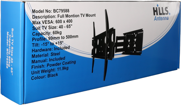 Hills Antenna BC79588 Double Arm Full Motion TV Mount - 40" - 65" BC79588