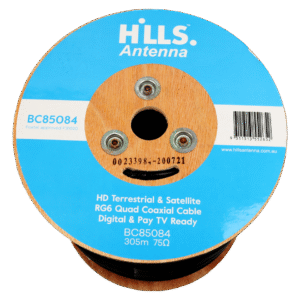 Hills Antenna BC85084 RG6 FTA/SAT Quad Shield 305m Reel BC85084
