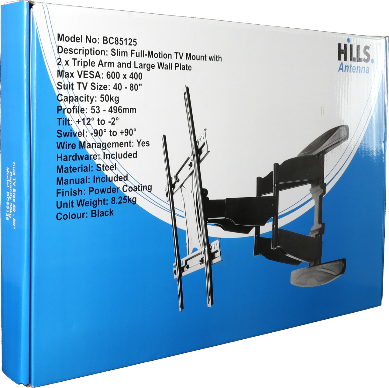 Hills Antenna BC85125 Slim Full Motion TV Mount 40" - 80" BC85125