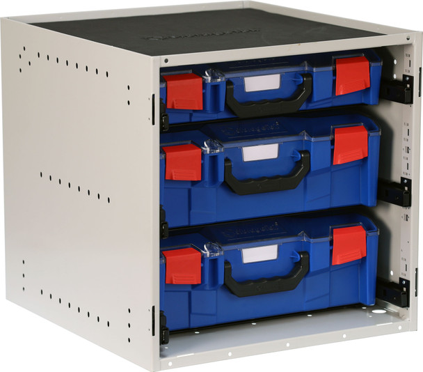 StorageTek Cabinet c/w 2 Large + 1 Small PC Lid Case - Blue 33SCS2L1SA-BL
