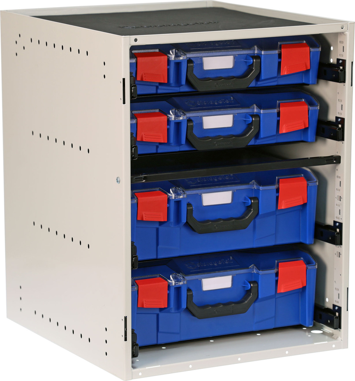 StorageTek Cabinet c/w 2 Large + 2 Small PC Lid Cases - Blue 33SCS2L2SA-BL
