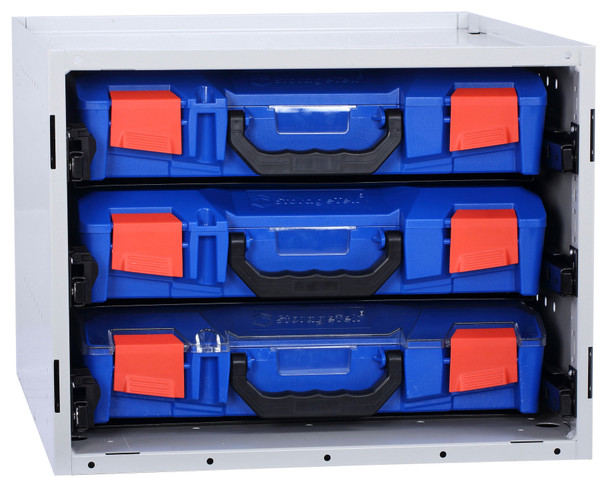 StorageTek Cabinet c/w 3 Small PC Lid Cases - Blue 33SCS3SA-BL