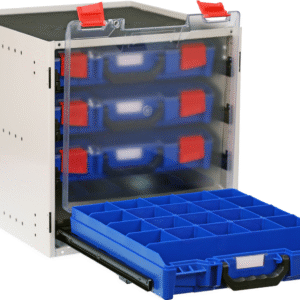 StorageTek Cabinet c/w 4 small PC Lid Cases - Blue 33SCS4SA-BL