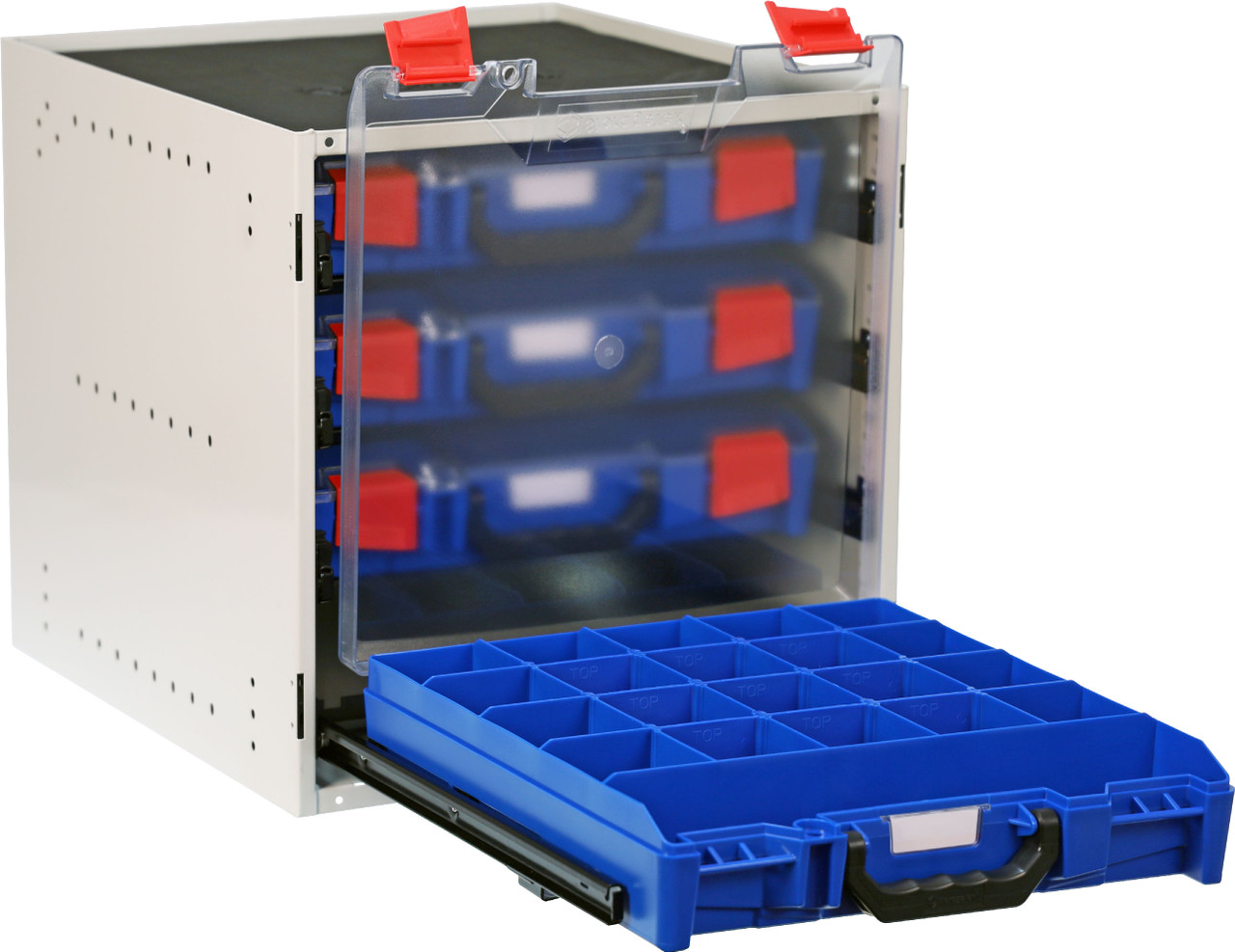 StorageTek Cabinet c/w 4 small PC Lid Cases - Blue 33SCS4SA-BL