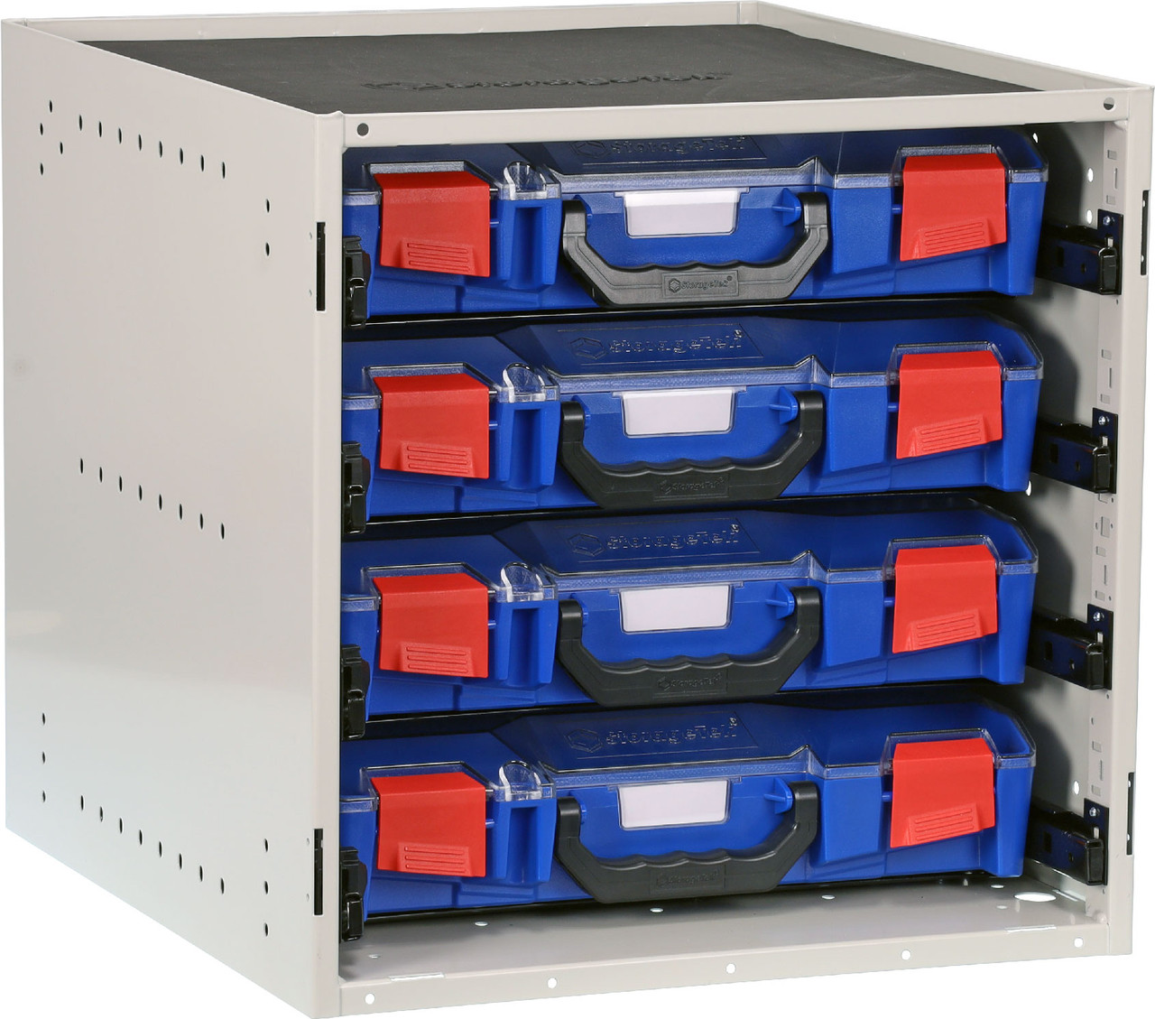 StorageTek Cabinet c/w 4 small PC Lid Cases - Blue 33SCS4SA-BL