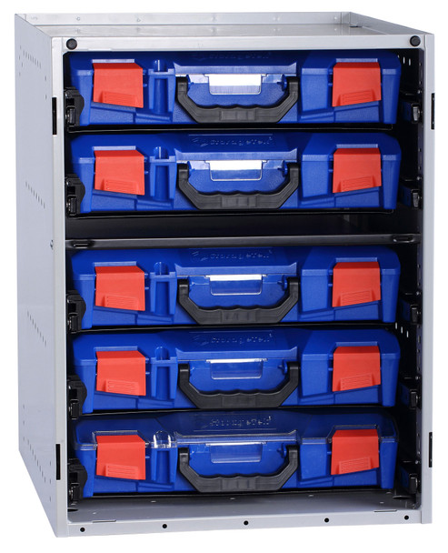 StorageTek Cabinet c/w 5 Small PC Lid Cases - Blue 33SCS5SA-BL