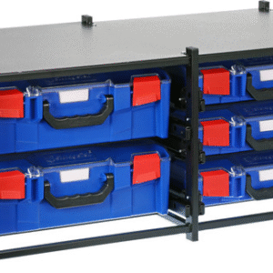 StorageTek Dual Frame assembled c/w 2 Large + 3 Small PC lid Cases- Blue 33SFD2L3SA-BL