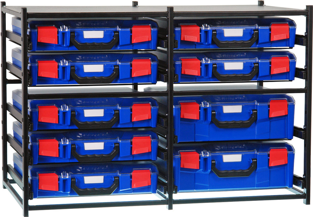 StorageTek 2 Large Drawer Frame + 7 Small Drawer Assembled c/w PC Lid Cases Blue Cases 33SFD2L7SA-BL