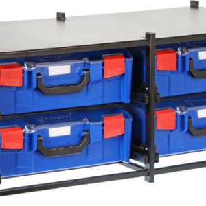 StorageTek Dual Frame assembled c/w 4 Large PC Lid Cases-Blue 33SFD4LA-BL
