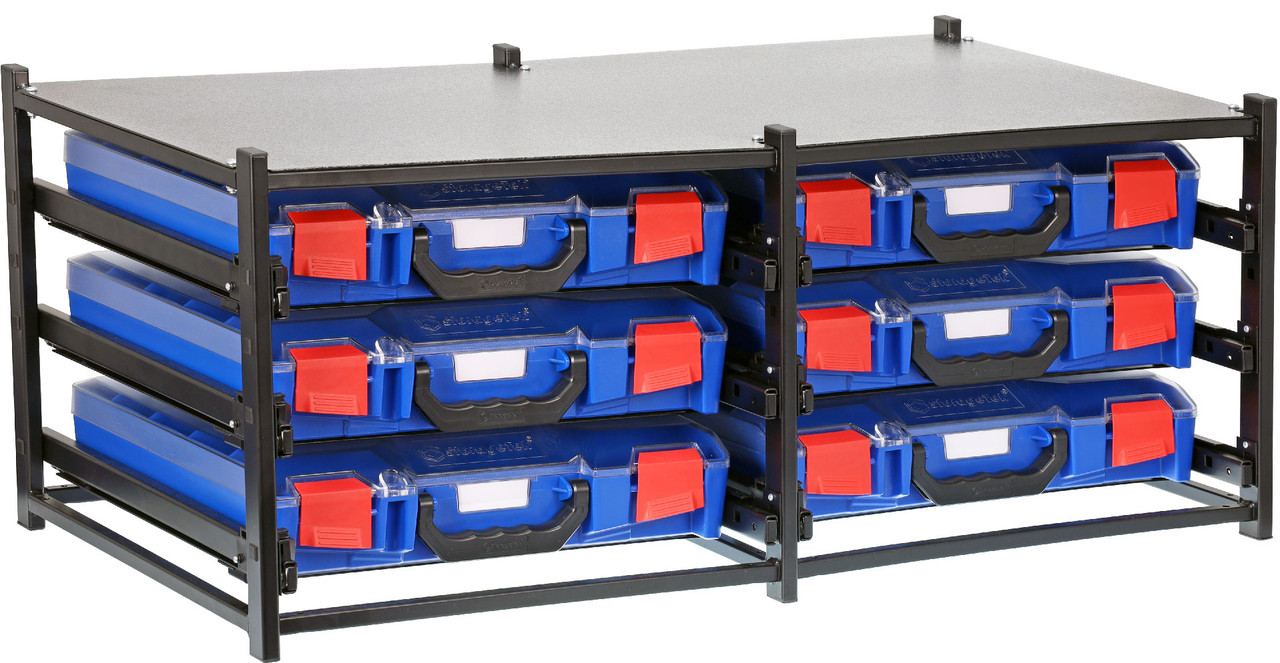 StorageTek Dual Frame assembled c/w 6 Small PC lid Cases- Blue 33SFD6SA-BL