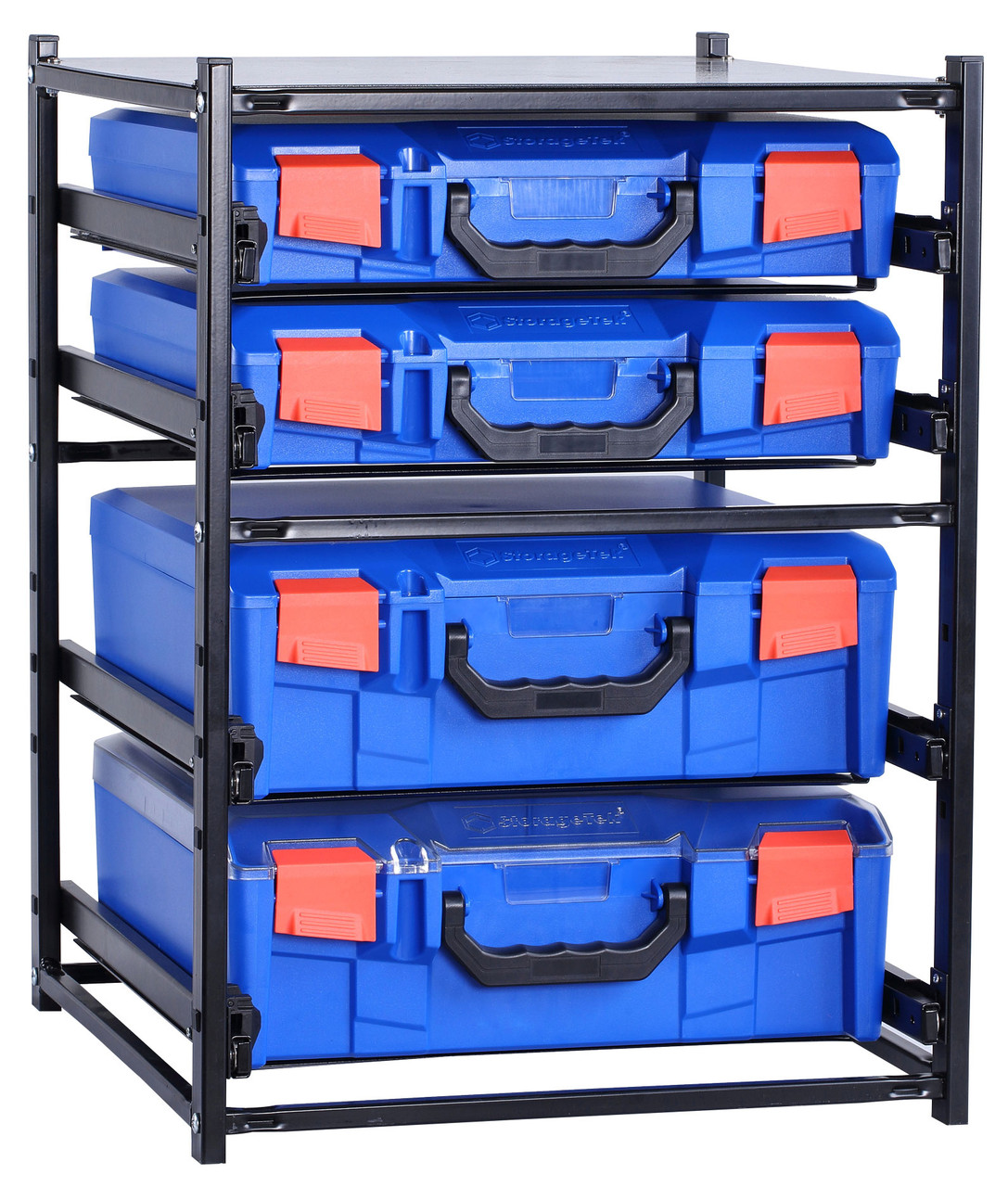 StorageTek 2 Large Drawer Frame + 2 Small Drawer Assembled c/w PC Lid Cases- Blue Blue Cases 33SFS2L2SA-BL