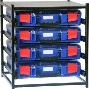 StorageTek 4 Small Drawer Frame Assembled c/w 4 Small PC Lid Cases- Blue 33SFS4SA-BL