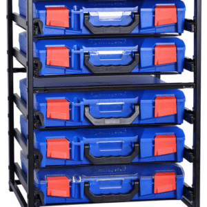 StorageTek 5 Small Drawer Frame Assembled c/w 5 Small PC Lid Cases- Blue 33SFS5SA-BL