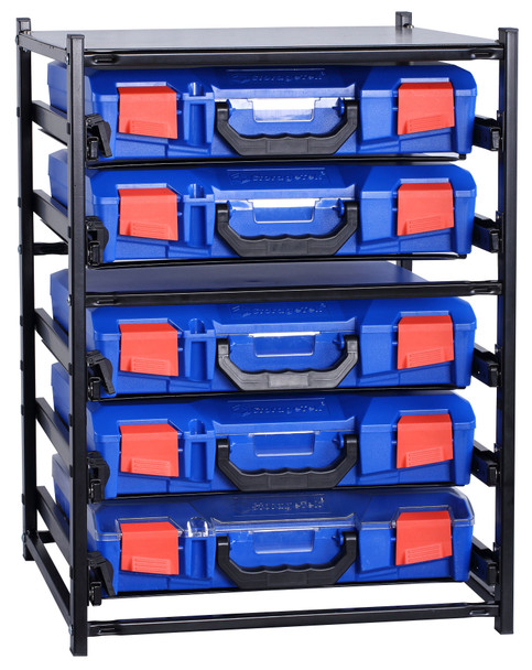 StorageTek 5 Small Drawer Frame Assembled c/w 5 Small PC Lid Cases- Blue 33SFS5SA-BL