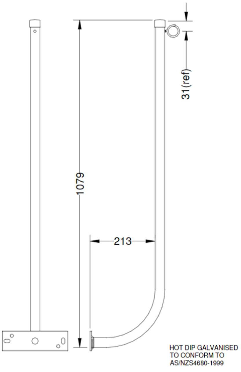 Hills Antenna FB607024A 1000mm Pig Tail Fascia Riser FB607024A